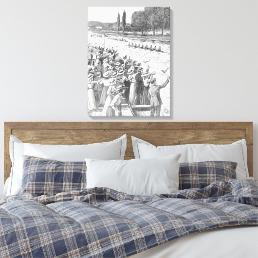 ヴィンテージクルーの漕ぎ手が多くの観客と競走 キャンバスプリント (インサイチュ (寝室))