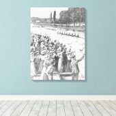 ヴィンテージクルーの漕ぎ手が多くの観客と競走 キャンバスプリント (インサイチュ (ウッドフロア))