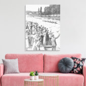 ヴィンテージクルーの漕ぎ手が多くの観客と競走 キャンバスプリント (インサイチュ (リビング))