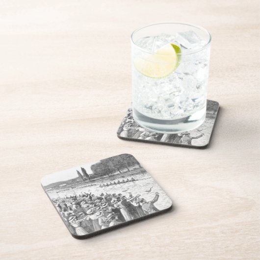 ヴィンテージクルーの漕ぎ手が多くの観客と競走 コースター (右側)