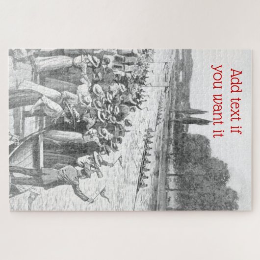 ヴィンテージクルーの漕ぎ手が多くの観客と競走 ジグソーパズル (横)