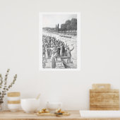 ヴィンテージクルーの漕ぎ手が多くの観客と競走 ポスター (キッチン)