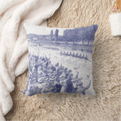 ヴィンテージクルーの漕ぎ手が多くの観客を青く引っ張る クッション (ブランケット)