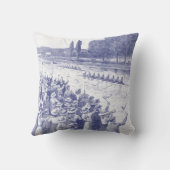 ヴィンテージクルーの漕ぎ手が多くの観客を青く引っ張る クッション (裏面)