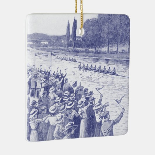 ヴィンテージクルーの漕ぎ手が多くの観客を青く引っ張る セラミックオーナメント (右)