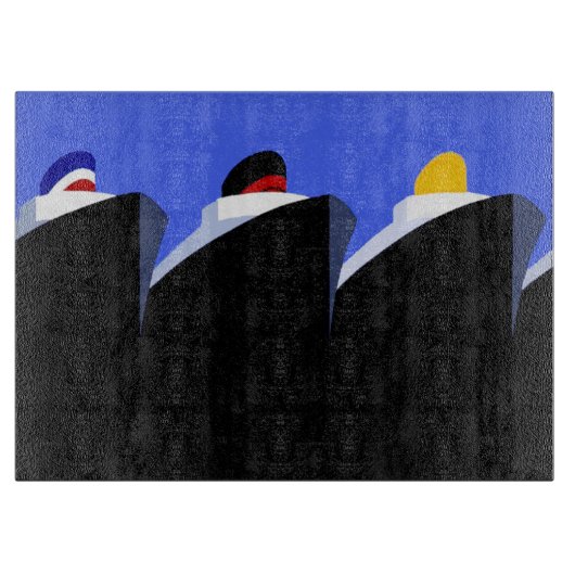 ヴィンテージクルーズシップアールデコポスター カッティングボード (正面)