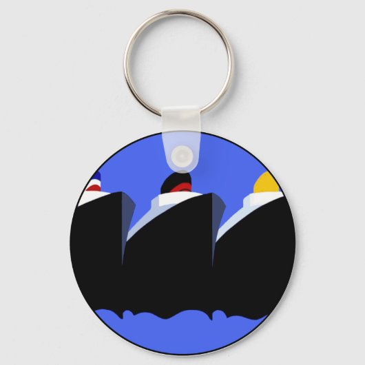 ヴィンテージクルーズシップアールデコポスター キーホルダー (正面)