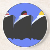 ヴィンテージクルーズシップアールデコポスター コースター (正面)