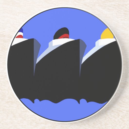 ヴィンテージクルーズシップアールデコポスター コースター (正面)