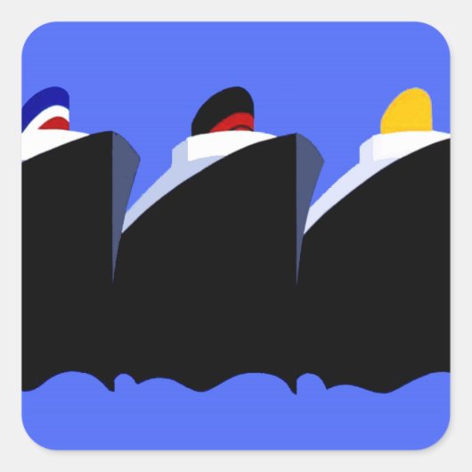 ヴィンテージクルーズシップアールデコポスター スクエアシール (正面)