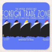 ヴィンテージクルーズシップアールデコポスター スクエアペーパーコースター (正面)