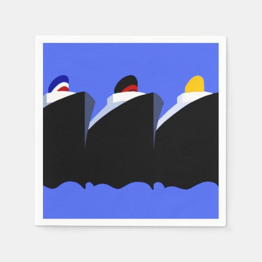 ヴィンテージクルーズシップアールデコポスター スタンダードカクテルナプキン (正面)