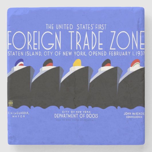 ヴィンテージクルーズシップアールデコポスター ストーンコースター (正面)