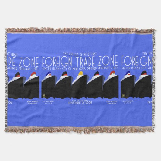 ヴィンテージクルーズシップアールデコポスター スローブランケット (正面)