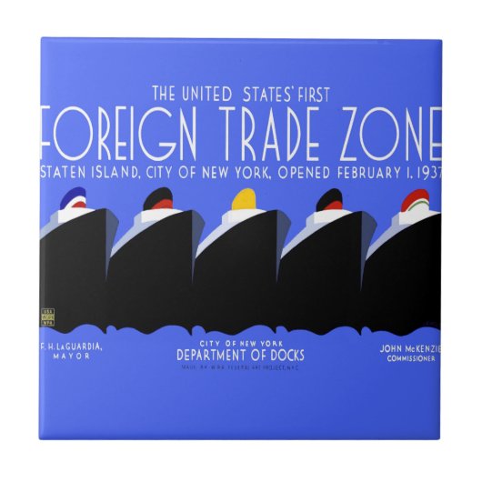 ヴィンテージクルーズシップアールデコポスター タイル (正面)