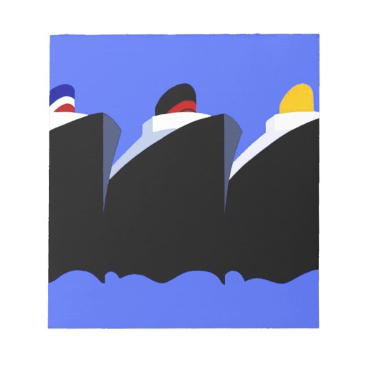 ヴィンテージクルーズシップアールデコポスター ノートパッド (正面)