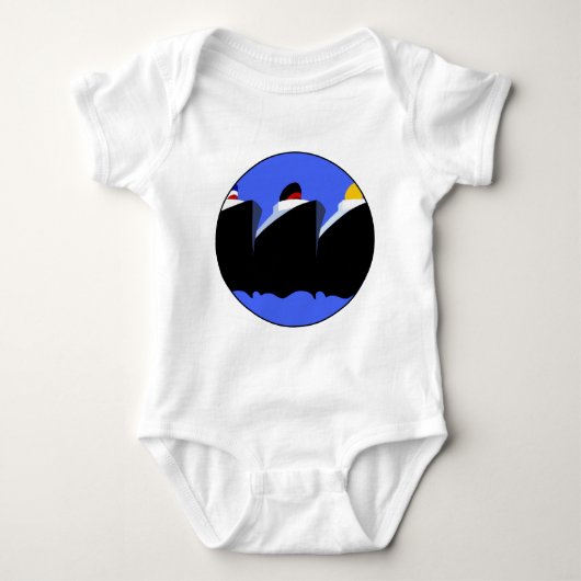 ヴィンテージクルーズシップアールデコポスター ベビーボディスーツ (正面)