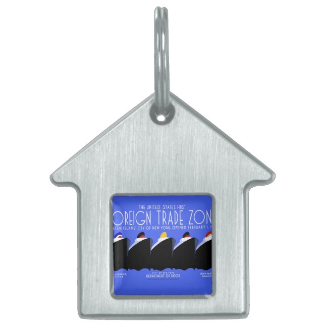 ヴィンテージクルーズシップアールデコポスター ペットネームタグ (正面)