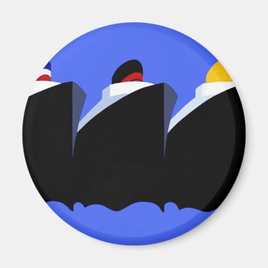 ヴィンテージクルーズシップアールデコポスター マグネット (正面)