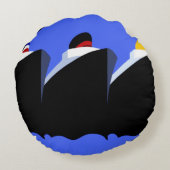 ヴィンテージクルーズシップアールデコポスター ラウンドクッション (裏面)