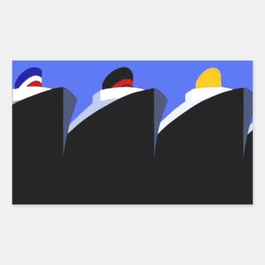 ヴィンテージクルーズシップアールデコポスター 長方形シール (正面)