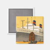 ヴィンテージクルーズ船でオリエントへジャンクボート マグネット (正面/裏面)