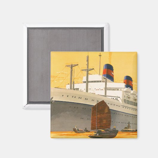 ヴィンテージクルーズ船でオリエントへジャンクボート マグネット (正面/裏面)