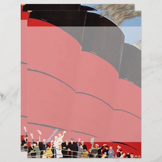 ヴィンテージクルーズ船の乗客が手を振って別れを告げる (正面/裏面)