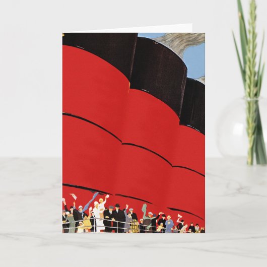 ヴィンテージクルーズ船の乗客が手を振って別れを告げる カード (正面)