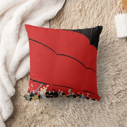 ヴィンテージクルーズ船の乗客が手を振って別れを告げる クッション (ブランケット)