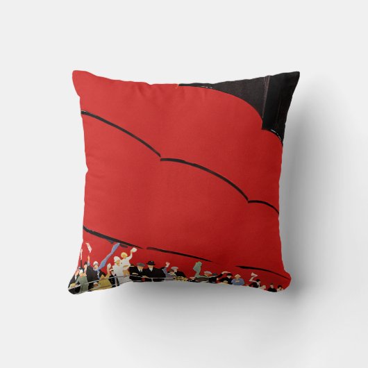 ヴィンテージクルーズ船の乗客が手を振って別れを告げる クッション (裏面)