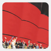 ヴィンテージクルーズ船の乗客が手を振って別れを告げる スクエアシール (正面)