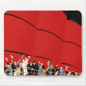 ヴィンテージクルーズ船の乗客が手を振って別れを告げる マウスパッド (正面)