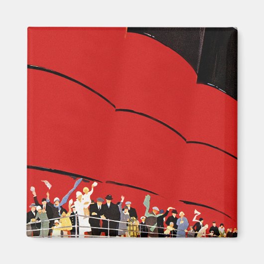 ヴィンテージクルーズ船の乗客が手を振って別れを告げる マグネット (正面)