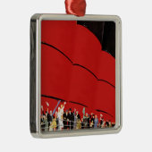 ヴィンテージクルーズ船の乗客が手を振って別れを告げる メタルオーナメント (右)