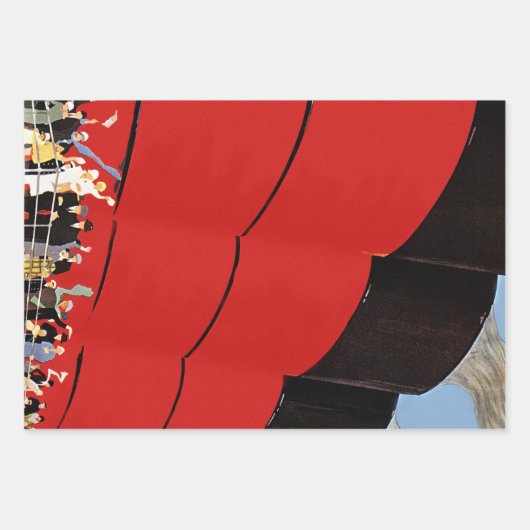 ヴィンテージクルーズ船の乗客が手を振って別れを告げる ラッピングペーパーシート (正面2)