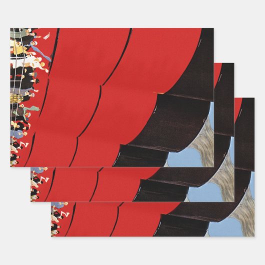 ヴィンテージクルーズ船の乗客が手を振って別れを告げる ラッピングペーパーシート (セット)