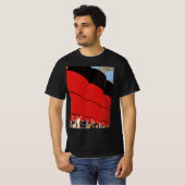 ヴィンテージクルーズ船の乗客が手を振って別れを告げる Tシャツ (正面フル)