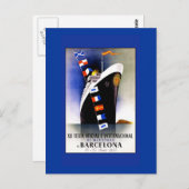 ヴィンテージクルーズ船アートonカード,はがき ポストカード (正面/裏面)