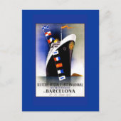 ヴィンテージクルーズ船アートonカード，はがき ポストカード (正面)