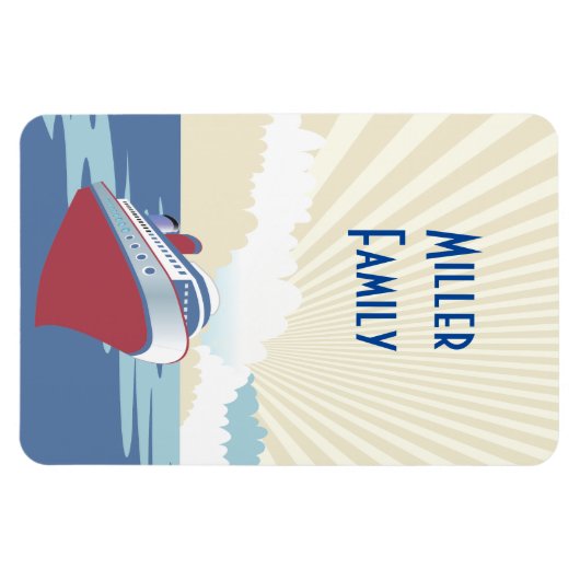 ヴィンテージクルーズ船イラストレーション客室ドアマーカー マグネット (横)