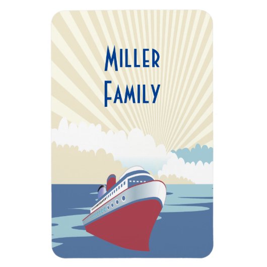 ヴィンテージクルーズ船イラストレーション客室ドアマーカー マグネット (縦)
