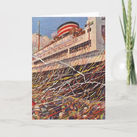 ヴィンテージクルーズ船バカンス、ボン・ボヤージュパーティー! カード (正面)