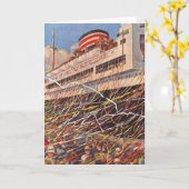 ヴィンテージクルーズ船バカンス、ボン・ボヤージュパーティー! カード (黄色い花)