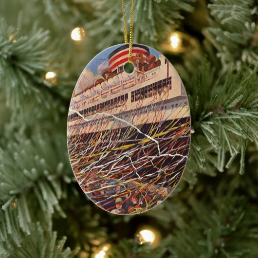 ヴィンテージクルーズ船バカンス、ボン・ボヤージュパーティー! セラミックオーナメント (ツリー)