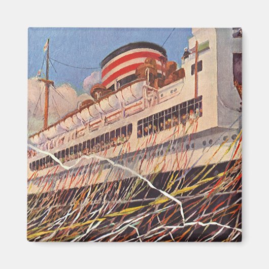 ヴィンテージクルーズ船バカンス、ボン・ボヤージュパーティー! マグネット (正面)