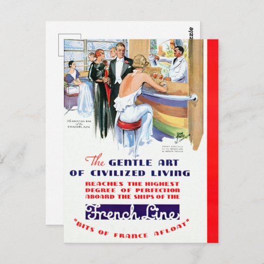 ヴィンテージクルーズ船旅行 ポストカード (正面/裏面)