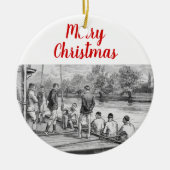 ヴィンテージクルーワーズボートで波止場 セラミックオーナメント (正面)