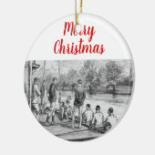 ヴィンテージクルーワーズボートで波止場 セラミックオーナメント (左)