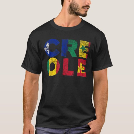 ヴィンテージクレオール国旗のT型 Tシャツ (正面)